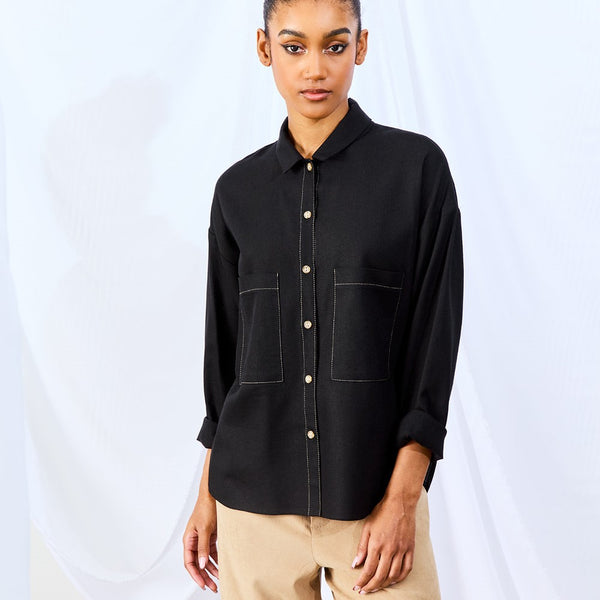 'Raven Button Up' Black