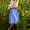 'Cerise Balloon Skirt' Blue, Tomato, and White