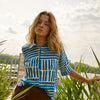 'Norah Blouse' Blue Stripes or Black Tropical
