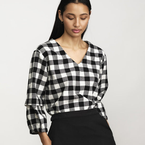 'Daphne Blouse' Black Check