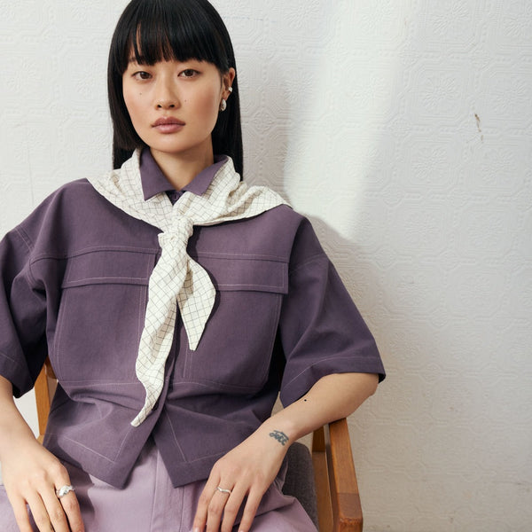 'Triangle Scarf' Violet or Cream/Black Check or Black