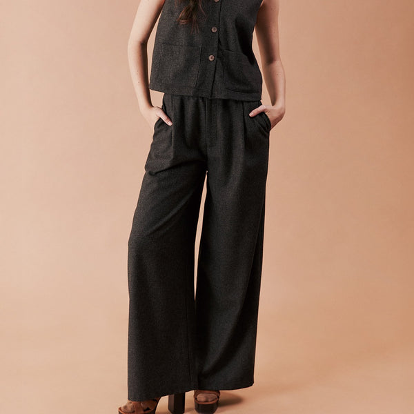 'Remi Pant' Charcoal Tweed
