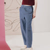 'Beaumont Barrel Pant' Dark Indigo Check
