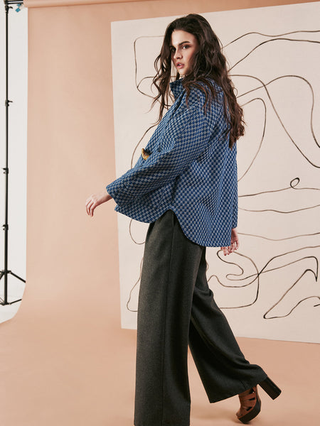 'Noor Jacket' Dark Indigo Check