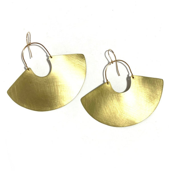 'Godess Shield Earring - Large' Brass
