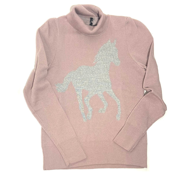 'Horse Sweater - Size Medium' Dusty Pink/ Light Grey