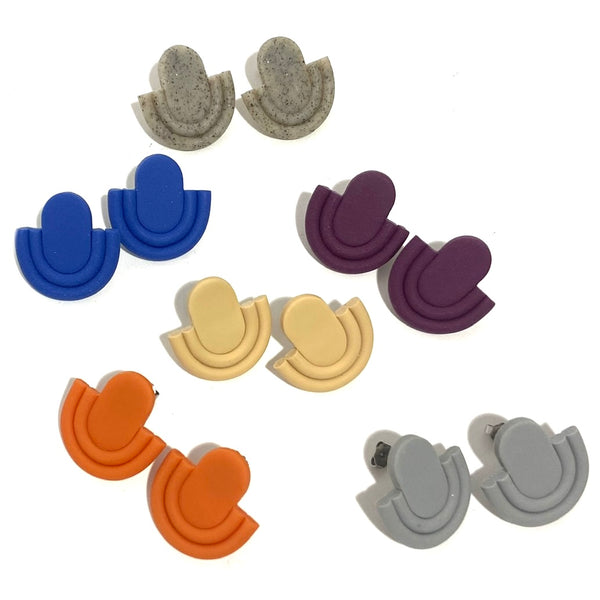 'Large Resting Oval Studs' Assorted Colours