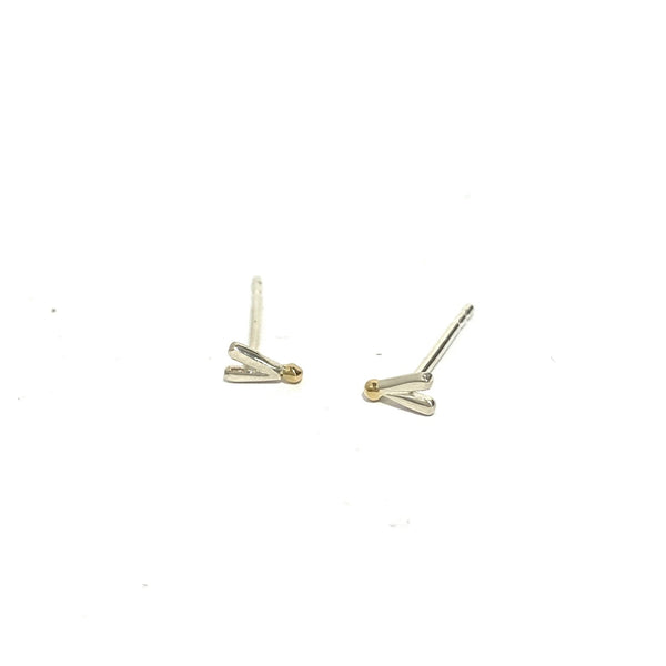 'Magnolia 2 Petal Stud' Sterling with Gold