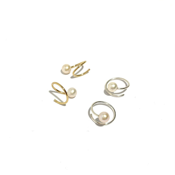 'Swirl Pearl Earring' Silver or Gold