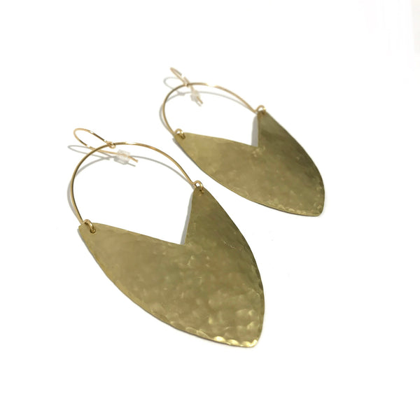 'Tulip Shield Earrings - Large' Brass or Sterling Silver