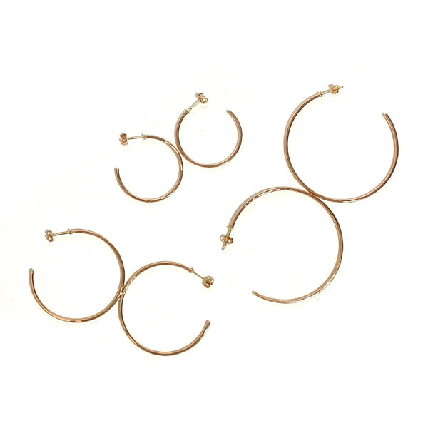 'Hammered Hoop Studs' Rose Gold Fill