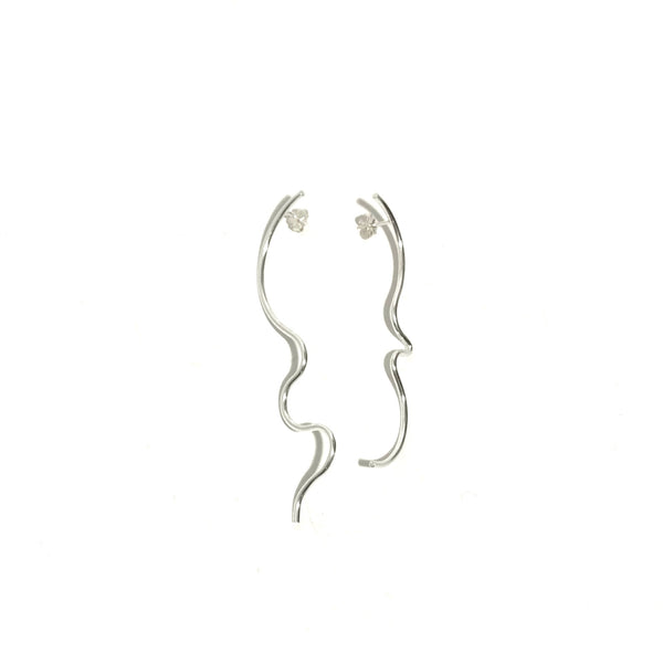 'Asymmetric Portrait Earrings' Silver